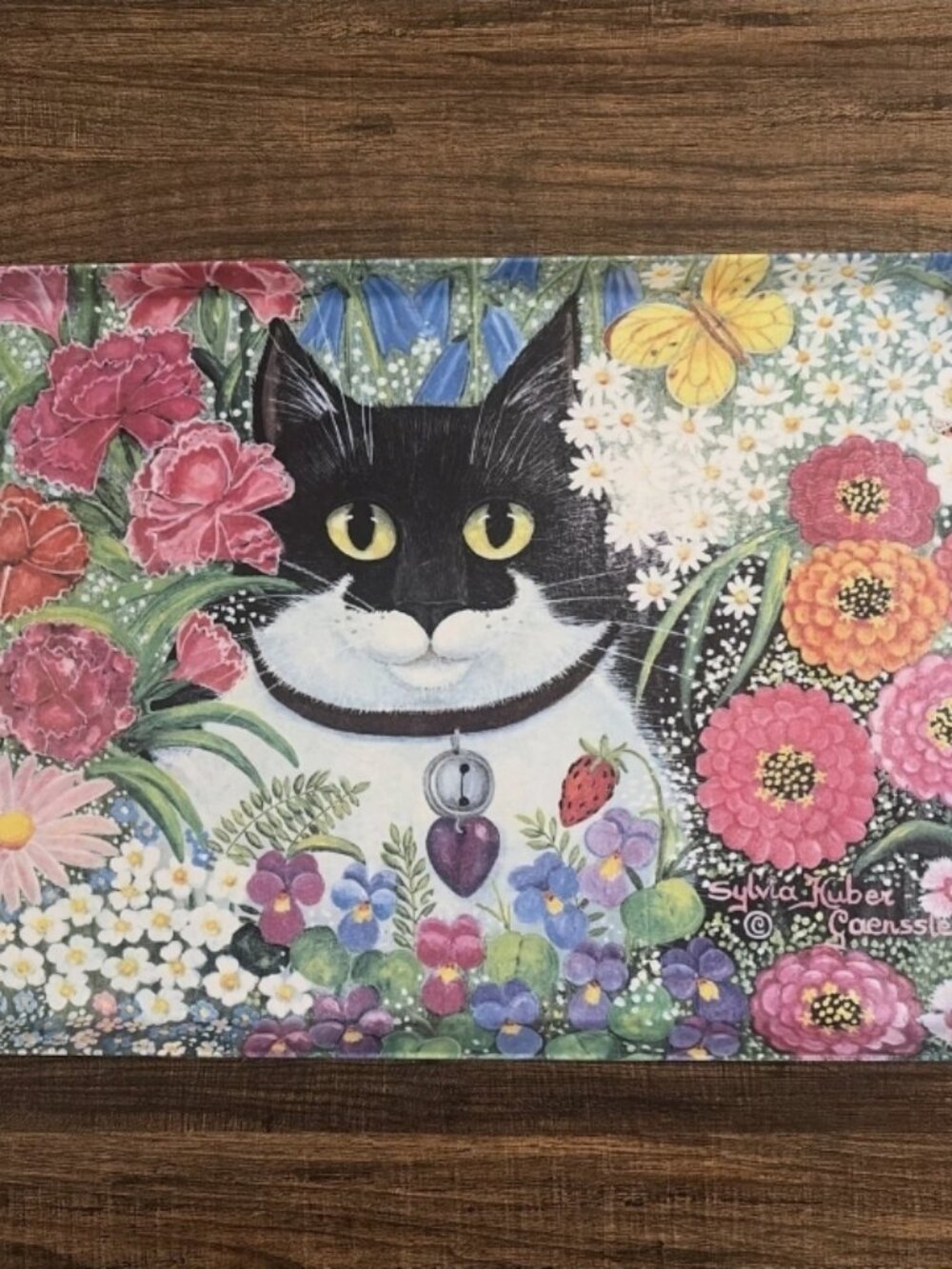 Vintage Melplus Italy Melamine Cat Garden Tray Sylvia Huber Gaensslen #20052